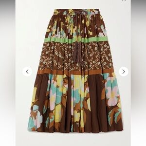 NWT Yvonne S + NET SUSTAIN tiered printed cotton-voile midi skirt, M